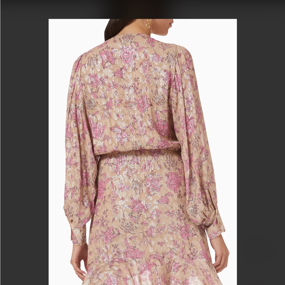 Pinko long sleeved floral wrap pink dress - Picture 6 of 8